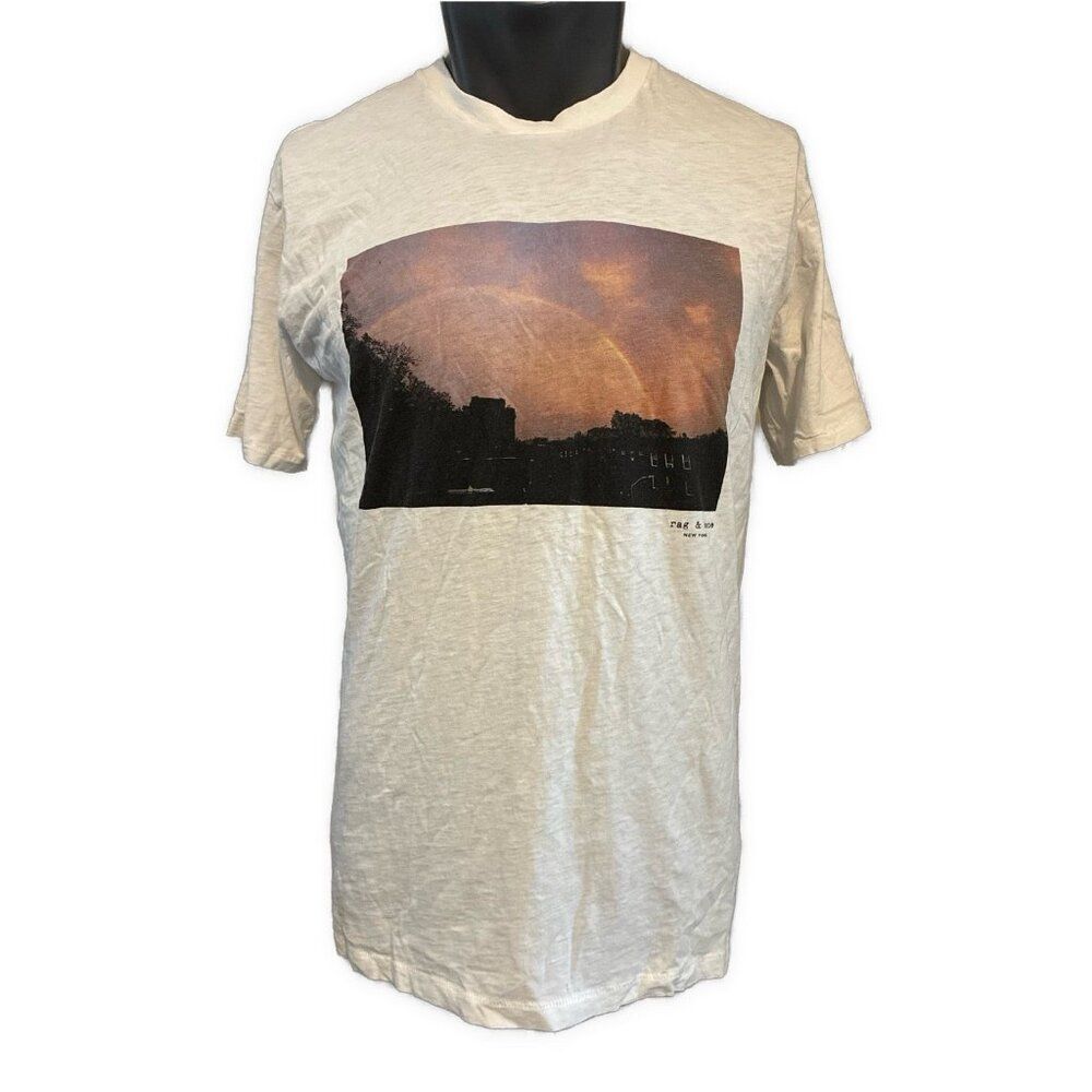 rag bone mens rainbow photo white t shirt Large